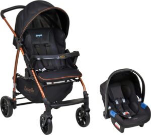 Burigotto Carrinho de Bebê com Bebê Conforto Ecco, Até 15 kg, Preto e Cobre
