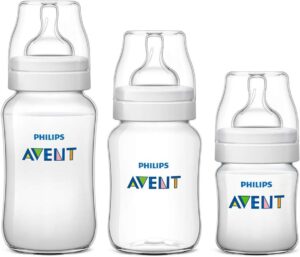 AVENT Kit 3 Mamadeiras Clássica Anticólica 125/260/330ml, Transparente
