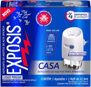 Exposis Casa, Repelente Elétrico Líquido para Tomada, Aparelho e Refil, Sala e quarto, Alta eficácia, Bivolt, Até 4 semanas de Proteção, 32,9ml
