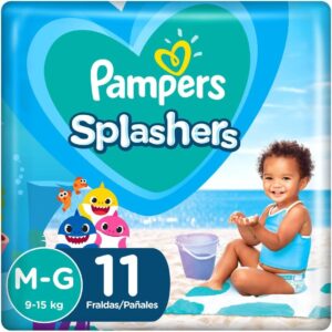 Fraldas Para Água Pampers Splashers Baby Shark M-G 11 Unidades
