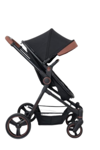 Galzerano Ivy, Carrinho de Passeio com Moisés, Preto e Caramelo, Proteção UV50+, Estrutura em Alumínio