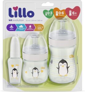 Kit de Mamadeira Primeiros Passos 50/150/240ml Neutro Lillo
