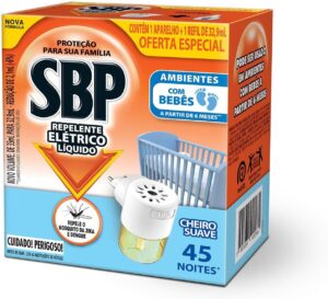 Repelente Elétrico Líquido SBP 45 Noites Cheiro Suave Novo Aparelho + Refil
