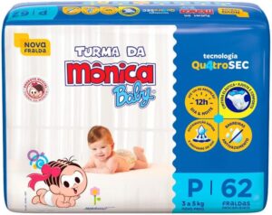 Turma da Mônica Baby Turma Da Monica Baby - Fralda Azul Tamanho P 62 Unidades
