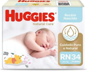 Huggies NATURAL CARE RN - Fralda recém-nascido, 34 unidades(Pacote pode variar)
