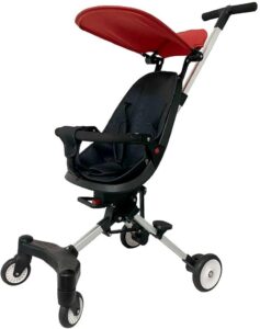 DM Toys Carrinho de Bebê Top Dobrável Passeio Divertido Preto e Vermelho