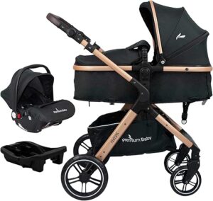 Carrinho Travel System Kansas + Base Gold_Preto