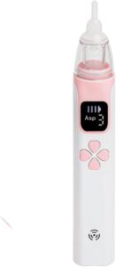 Aspirador Nasal Digital com 3 Velocidades, Bicos de Silicone, Carregável, Tela LCD, Seguro para Bebês (Rosa, Único)
