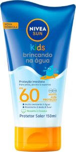 NIVEA SUN Protetor Solar Kids Brincando na Água FPS 60 150ml - Infantil, especialmente formulado para a pele delicada das crianças, muito resistente à água, alta proteção UVA_UVB