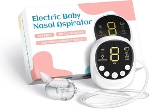 X-Bosak Aspirador Nasal para Bebê, Grau Hospitalar, Sugador Nasal Elétrico para Bebês com Sucção Ajustável de 9 Níveis, Recarregável com Luz Noturna E Canção de Ninar, Branco